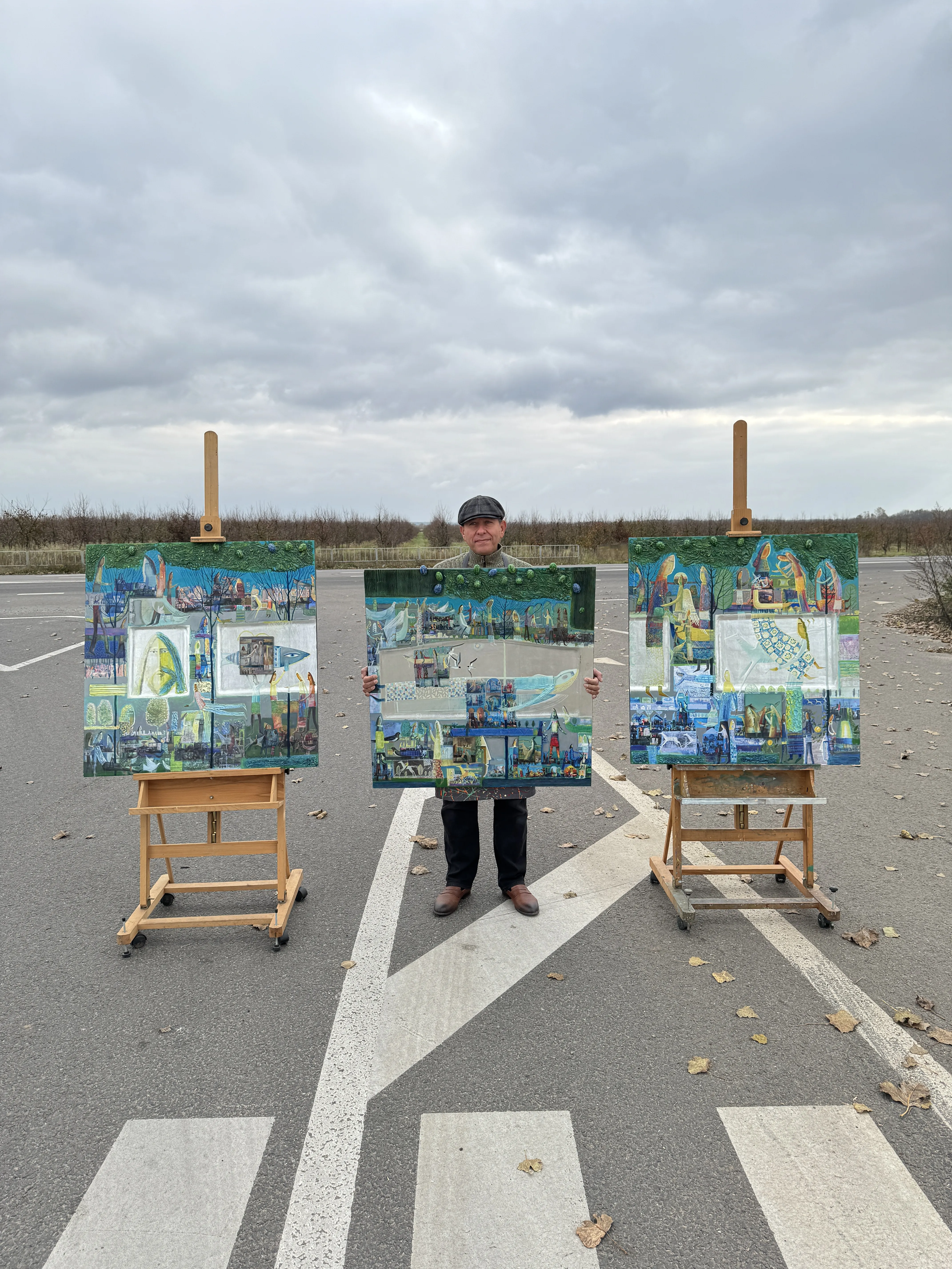 Obraz Tryptyk «Pieśń leśna» autorstwa Roman Opaliński, rozmiar: 273x93cm, wykonany z olej/drewno, medium Malarstwo, z Miasteczko, cena: $9000 (≈ 403 208 грн) Zdjęcie 2 z 8.