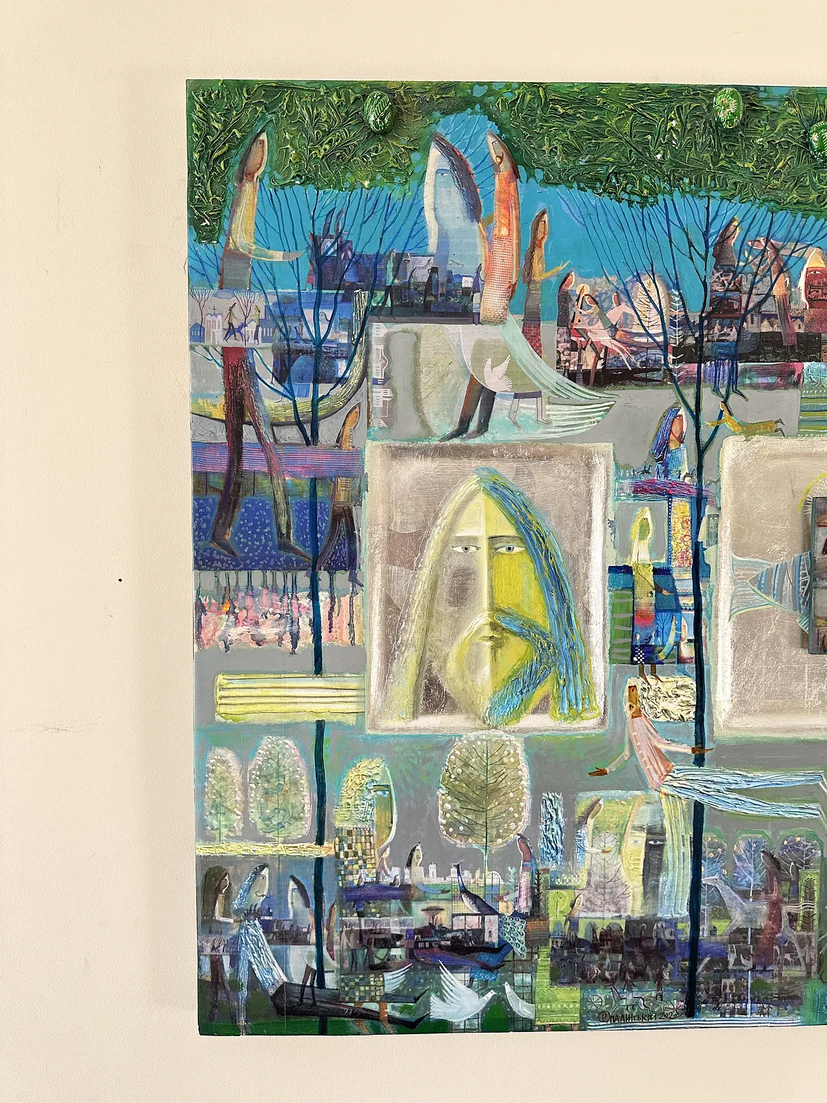 Obraz Tryptyk «Pieśń leśna» autorstwa Roman Opaliński, rozmiar: 273x93cm, wykonany z olej/drewno, medium Malarstwo, z Miasteczko, cena: $9000 (≈ 403 208 грн) Zdjęcie 6 z 8.