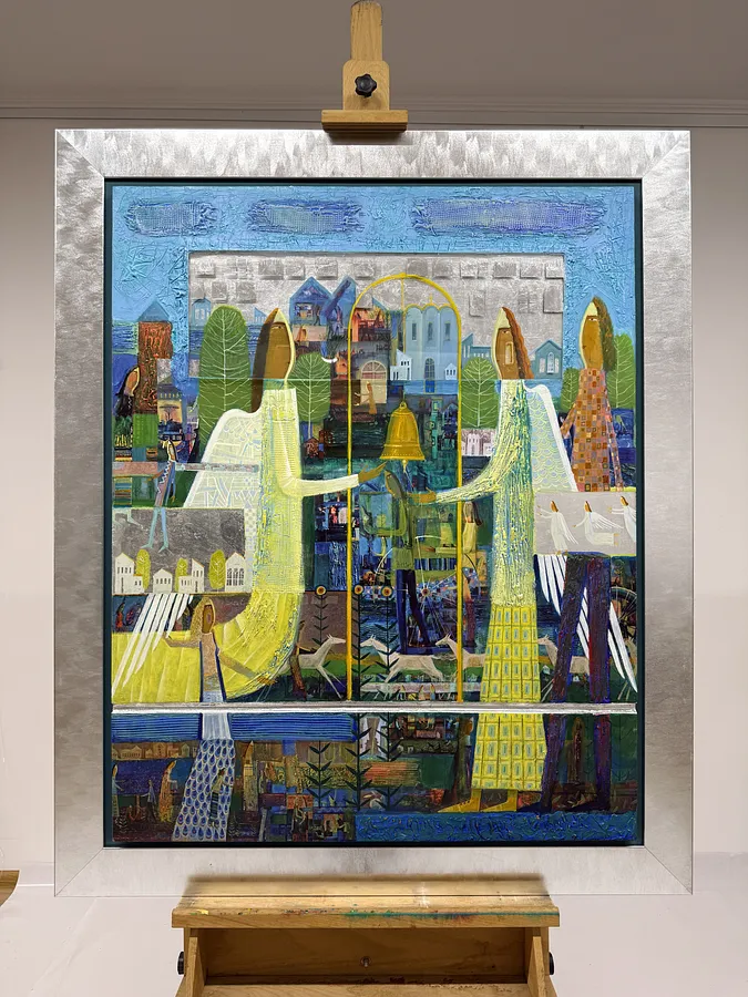 Obraz Dzwonnicy autorstwa Roman Opaliński, rozmiar: 119x99cm, wykonany z olej/drewno, medium Malarstwo, z Miasteczko, cena: $4000 (≈ 179 204 грн)